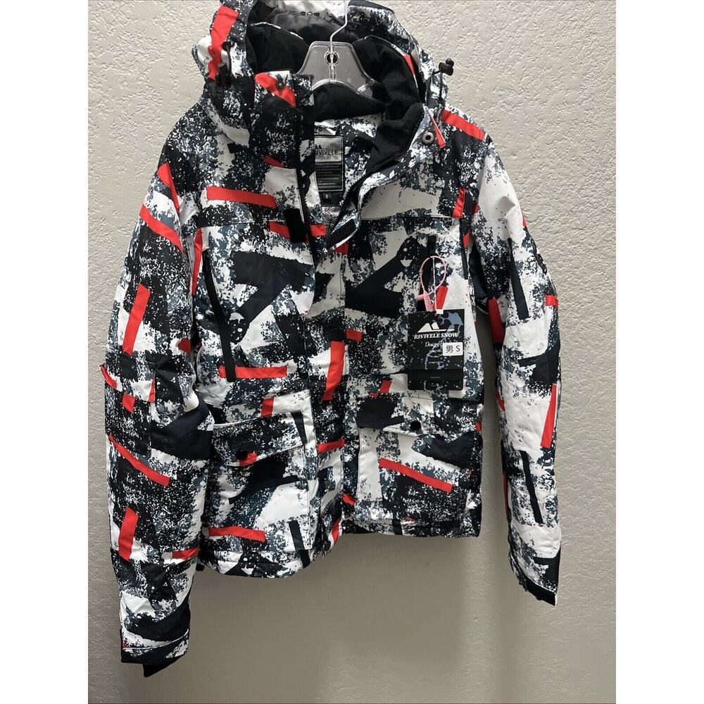 RIVIYELE Snow Ski Jacket Winter Sport Windproof Rain Size Small White Black